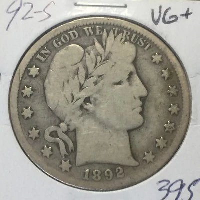 1892-S   VG+    Barber Half Dollar   LITY and a bit of BR    Key Date - Image 1 of 2