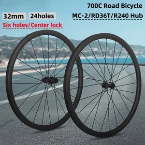 Carbon Laufradsatz 700C Rennrad Scheibenbremse 24 Loch Drahtreifen und Tubeless Laufräder - Bild 1 von 24