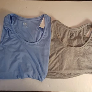 Athletics Work Set Of Two Womens XL Racerback Tank Top Workout Blue And Grey - Picture 1 of 8