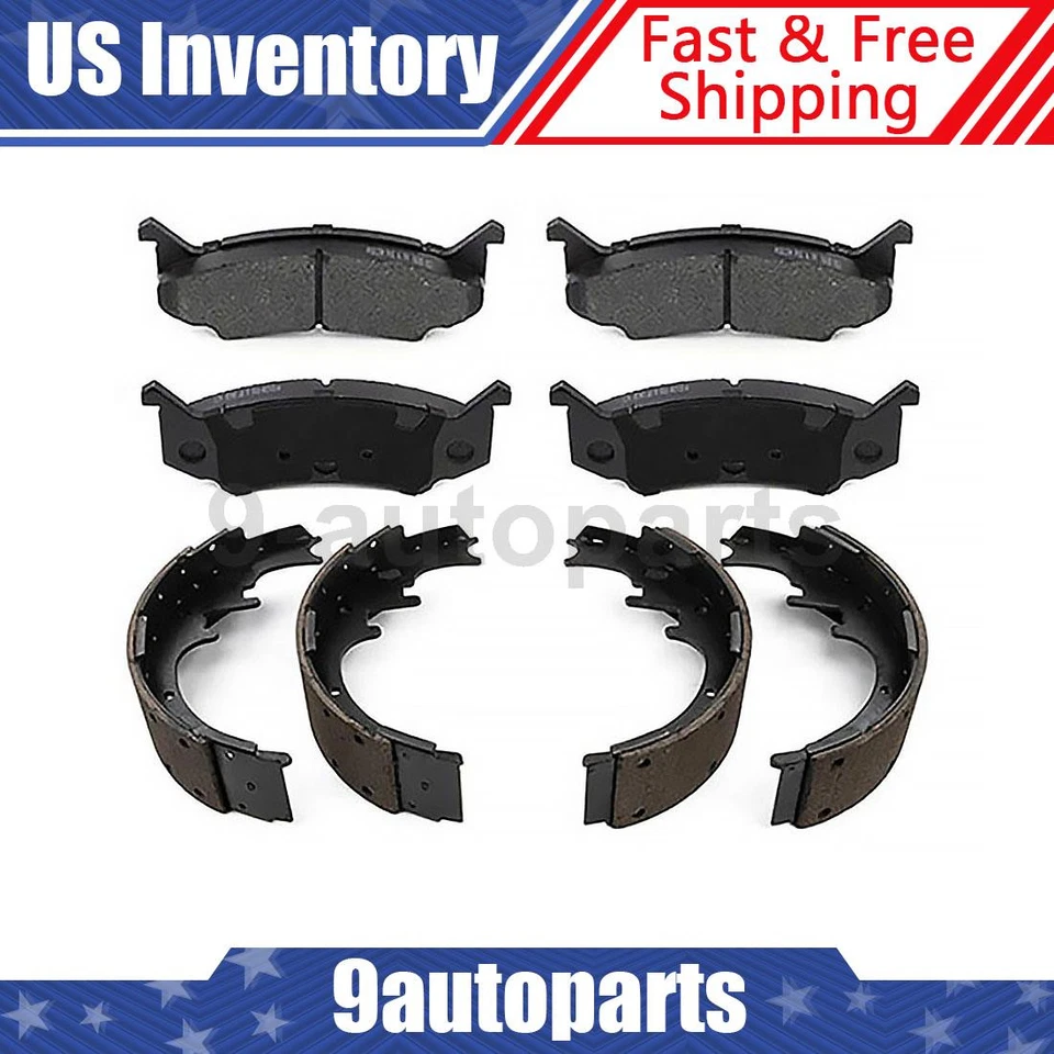 Front Brake Pads Rear Brake Shoes kit 2X For 1975 - 1985 1986 1987 D100 Dodge - Image 1 of 4