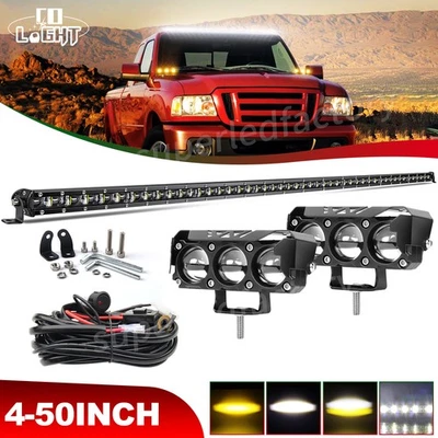 Barra de luz LED superior de techo para Ford Ranger 93-11 50" 6D + par de lámparas de trabajo de 4" + cableado Foto 1 de 4