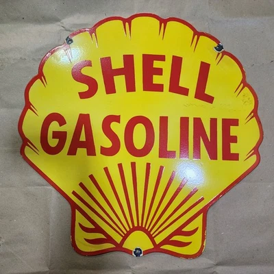 SHELL GASOLINE PORCELAIN ENAMEL SIGN 30 X 30 INCHES - Image 1 of 4