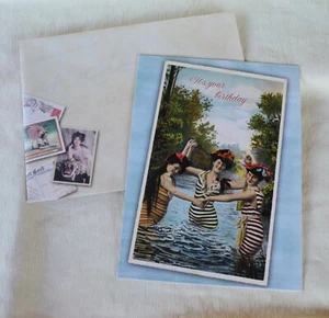 1 Leanin' Tree Comical Birthday Card Post Mark Press Vintage-Look Bathing Women - Picture 1 of 9