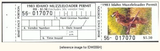 D2K Idaho Muzzle-Loading 1983 $5.50 with info tab - Image 1 of 1