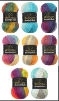 Wollbiene Moonlight Batik Strickwolle Farbverlauf Mohair 5x100g 20% Wolle