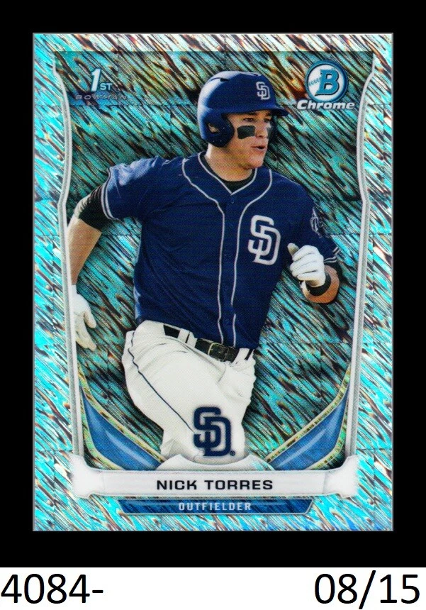 1-2014 BOWMAN CHROME DRAFT SHIMMER REFRACTOR NICK TORRES PADRES 08/15 - Image 1 of 1