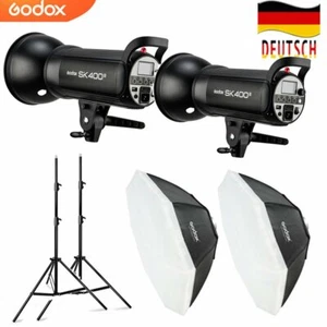 Flash de studio 2 x Godox SK400II 2,4 G 400 Ws + boîte à lumière 95 cm + trépied - Photo 1/10