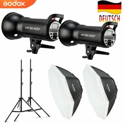 2X Godox SK400II 2.4G 400Ws Studioblitz Blitzgerät + 95cm Softbox + 2M Stativ DE - Bild 1 von 4