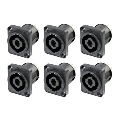 (6 Pack) Neutrik NL4MPXX 4-Pole Locking Speaker Speakon 4 Pin Panel Mount
