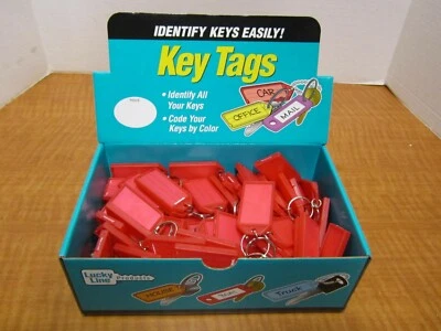 LUCKY LINE (6050070) RED Code ID Key Tag w/ Label Ring Display Luggage - Qty 100