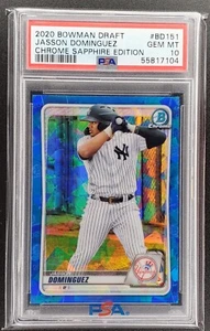 2020 JASSON DOMINGUEZ BOWMAN CHROME DRAFT SAPPHIRE EDITION #BD151 PSA 10 YANKEES - Picture 1 of 3