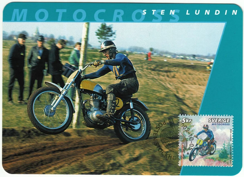 Sten Lundin Motocross Vintage Motorcycles Motorbike Race Sweden Maxi FDC 2002 - Image 1 of 1
