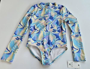 Billabong Girls 12 1 Pc  Bodysuit UV Long Sleeve Rash Guard Swimsuit Blue - Picture 1 of 2