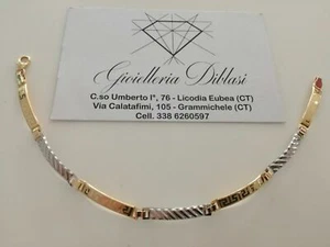 BRACCIALE Uomo In ORO 18 Karati 750% Bicolore GIALLO E BIANCO Modello Semirigido - Foto 1 di 7