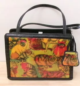 Angela Frascone Handbag with Cat design with Coin Purse c 1990's 59/200 - Picture 1 of 13