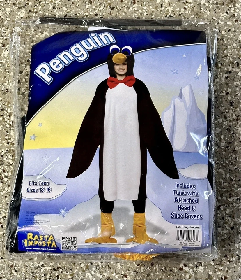 Disfraz de pingüino Rasta Imposta unisex adolescente talla 13-16 3 piezas nuevo con etiquetas Foto 1 de 1