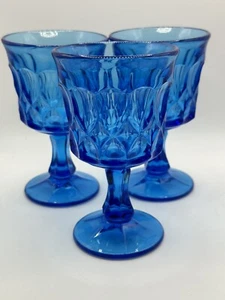 Set 3 bicchieri vino/acqua 5" vintage Noritake prospettiva blu cobalto calice - Foto 1 di 6