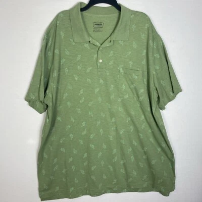Mens Foundry Short Sleeve Polo Shirt Size 3XL Green Cactus Pattern Pocket - Image 1 of 4