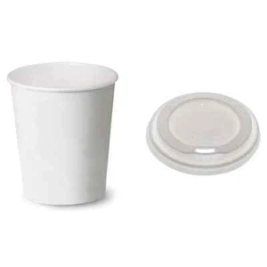 Bicchiere in cartoncino e PLA 240 ml cappuccino compostabile + coperchio 100 pz - Imagen 1 de 6