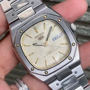 RARE SEIKO ROYAL OAK SQUARE DAY DATE AUTOMATIC BEIGE DIAL VINTAGE MEN WATCH - Bild 1 von 8