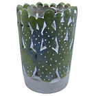 Windlicht Dekoration -Kaktus- Steinguss 13x11cm grau-grn Gartendeko