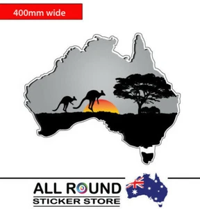 400mm Australia-Map-sticker-with-kangaroo-sunset- for Motorhome, boat, truck, ca - Picture 1 of 2