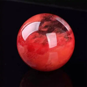 80mm Big Natural Red Smelting Stone Ball Healing Quartz Crystal Sphere + Base AU - Picture 1 of 14