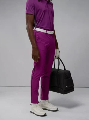 J. Lindeberg Stuart Men's 32x30 Side Stripe Golf Pant GMPA06876 Q266 Purple NEW - Image 1 of 4