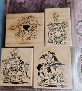 Stampin Up Wood Mount Set Many Moos Cows Halloween Birthday Christmas Valentine - Imagen 1 de 6