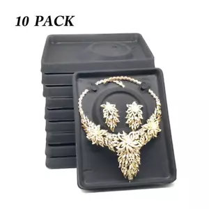 10pc Black Velvet Plastic Earrings Necklace Showcase Jewelry Display Tray Holder - Picture 1 of 7