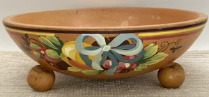 Vintage Robinhood Ware Holz Teigschale Mid Century mit Fuß handbemalt - Bild 1 von 17