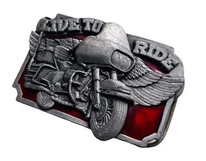 VINTAGE MOTORBIKE BUCKLE 1980s Harley Bike? Siskiyou Buckle V-27 Pewter - Picture 1 of 10