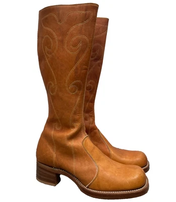 Vintage Acme Boots Womens 10 The Banana Boot Campus Leather Western 70s USA Zip - Image 1 of 4