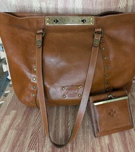 Patricia Nash Benvenuto braune Ledertasche Nieten große Tasche mit Geldbörse - Bild 1 von 15
