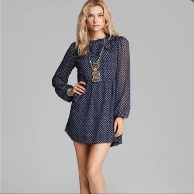 Free People WOMEN'S SIZE US 0 Nouveau Butterfly Navy Polka Dot Dress - Image 1 of 4
