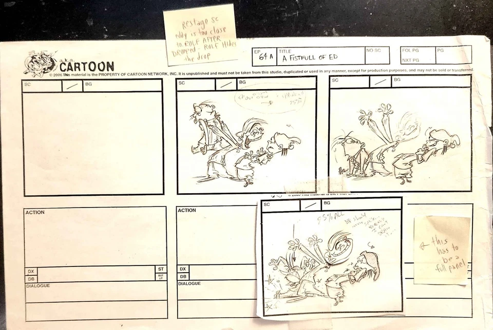 Guión Gráfico Firmado Ed Edd n Eddy—Hoja de Estudio CNN Original (Rolf/Double Dee/Eddy)  Foto 1 de 1