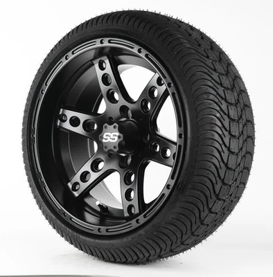 14" Gloss Black Golf Cart Wheels & 205/30-14 Tires EZGO Yamaha Club Set of 4 Foto 1 de 3