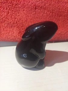 Baccarat France 3" Sitting Bunny Rabbit Black Art Glass Figurine Paperweight - Picture 1 of 9