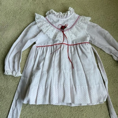 Vestido Bryan De Colección Rojo Blanco Lunares Manga Larga Niñas 3T Niño Pequeño Navidad Encaje Foto 1 de 4
