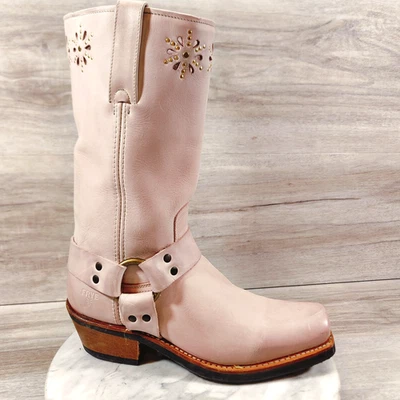 De Colección Frye Arnés 12R Botas Flor Mujer 10 M Rosa Puntera Cuadrada Western Foto 1 de 4