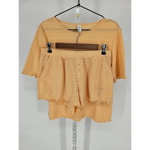 Stars Above Damen Gr. M Shorts und Kurzarm Pyjama Set gelb Waffelstrick - Bild 1 von 6