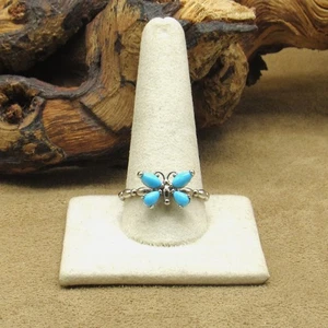 Zarter Ring Sterlingsilber und Block Türkis Schmetterling in Größe 11 - Bild 1 von 4