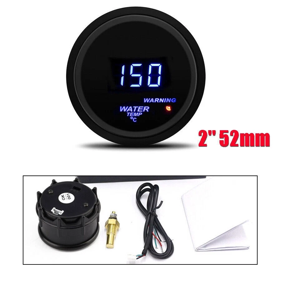 Medidor digital de temperatura del agua para automóvil de 2"/52 mm LED azul con sensor NPT de temperatura de 1/8 Foto 1 de 4