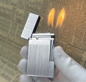 Lujoso encendedor de gas butano retro PING brillante de latón doble llama potente - Imagen 1 de 17