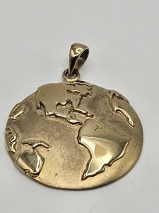 LIRM Sterling Silver Vermeil Earth World Map Pendant - Picture 1 of 9