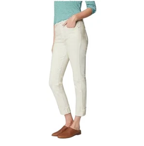 J.Jill Womens Size 20R High-Rise Straight-Leg Ankle Jeans Cuffed Ivory - Picture 1 of 11