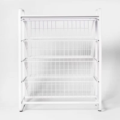 4 Drawer Metal Storage Organizer White - Brightroom: Steel Utility