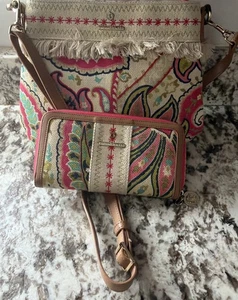 Spartina 449 Salt Meadow Crossbody Purse with Matching Wallet Canvas - Picture 1 of 9