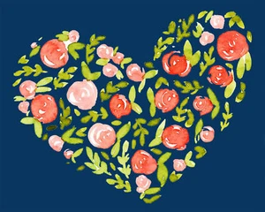 Valentine Flowers Heart #2 Quick Easy 10 DMC Color Counted Cross Stitch Pattern - Picture 1 of 10