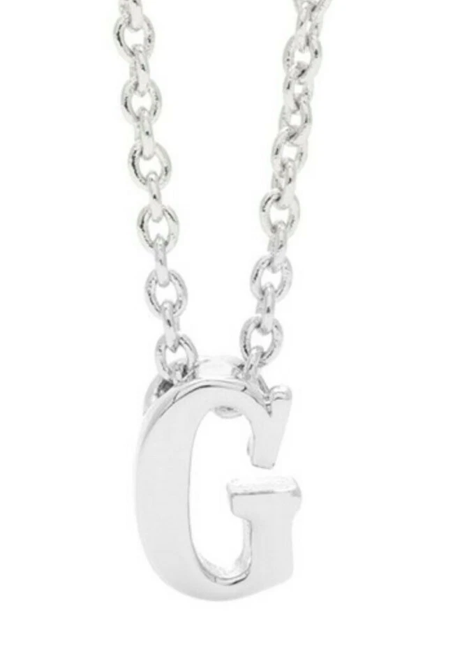 GORJANA 0615 'g' Silver Letter Initial Pendant Necklace